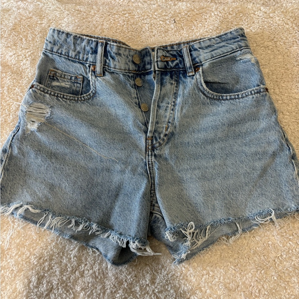 H&M Light Blue Distressed Jean Shorts